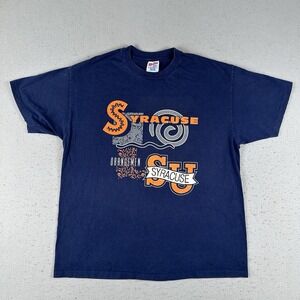Vintage Syracuse University Shirt Men's XL Blue Orangeman 90s Single Stitch